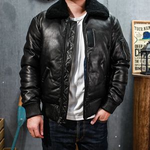 Men's Leather Faux SDB15 European Size High Quality Super Warm Genuine Sheep Skin Coat Mens Big Casual B15 Down Jacket 231020