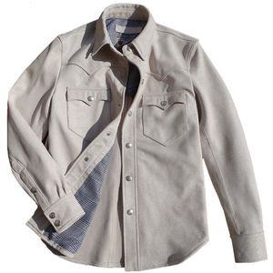 Veste de chemise en cuir masculin Gérats gènes White Western Style vintage Outwear 230831