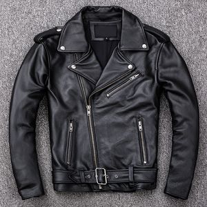 Hommes en cuir Faux printemps classique Moto vestes à glissière obliques hommes peau de veau naturel épais mince peau de vache Moto homme zxdas 230324