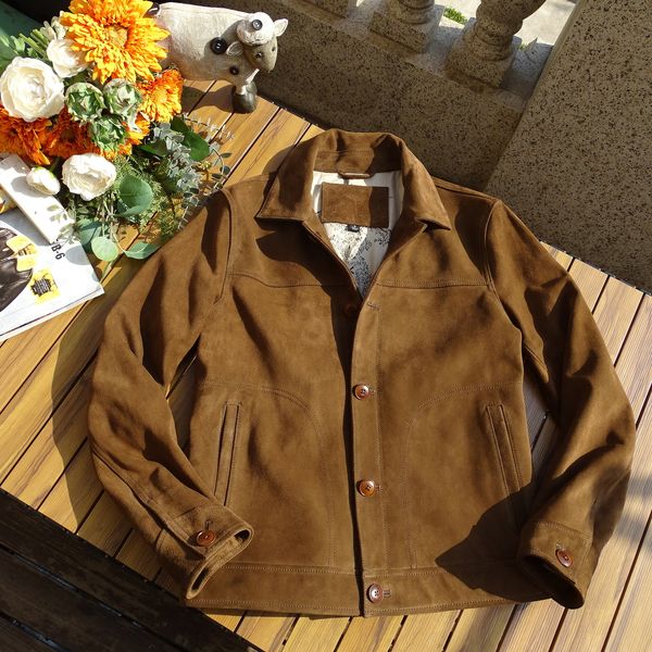 Veste Rancher en cuir et daim pour hommes, coupe régulière, Style Cowboy occidental, vêtements Vintage, 230908