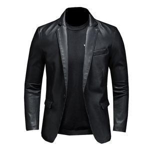 Veste surdimensionnée en similicuir pour hommes Business Fashion Vegan Slim Fit PU pour hommes S-5XL 220912