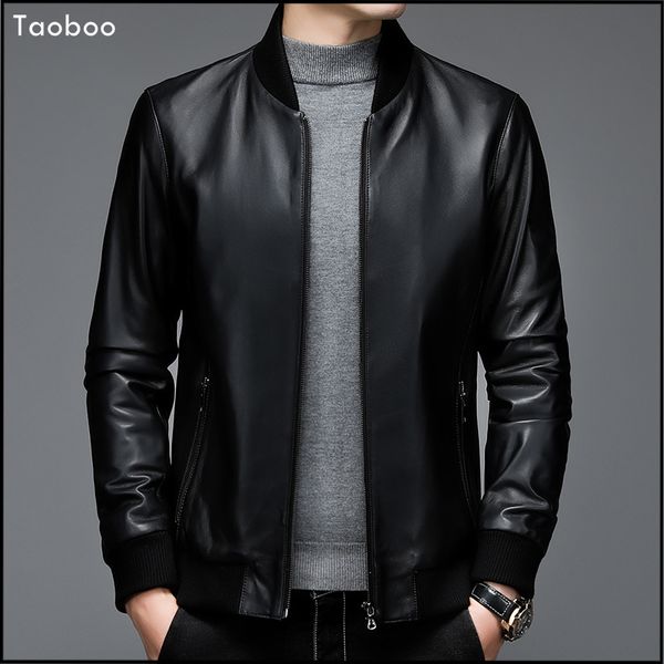 Chaqueta de invierno de marca Taoboo de imitación de cuero para hombre, chaqueta informal clásica para motocicleta, chaqueta bomber para hombre, abrigo de piel de oveja de vuelo suave, prendas de vestir 230608