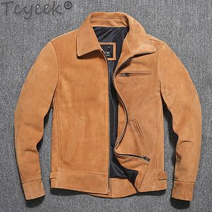 Herenleer Faux Tcyeek100% Echte echte jassen voor mannen Natuurlijke Spring Jacket Mens Fashion Coats Giubotto Pelle Uomo ZM180 221130