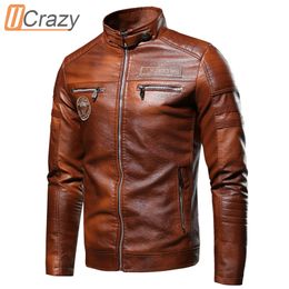 Hommes en cuir Faux Ucrazy automne marque décontracté moteur en détresse veste manteau hiver Vintage Outwear vestes 220908