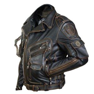 Veste en cuir pour hommes, Faux Vintage Ghost Rider moto multi-zip, Parka à revers en Pu, grande taille Fat Singer Show Man 230922