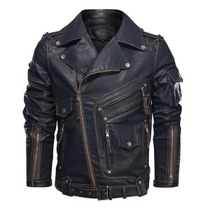 Herenleer Faux Winter Jacket Men Autumn Fashion Motorcycle PU Cool Zipperzakken Biker Bomber Coats EU -maat 3xl 220912