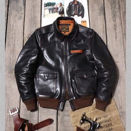 Heren lederen faux YR Classic Air Force A 2 natuurlijke leren jas Vintage Horsehide A2 Flight jas kwaliteitsjas Eastman 231110