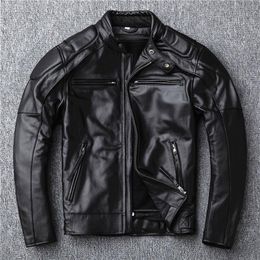 Leer lederen faux jr s Brand Motorstijl Lederen jas Men Winter Zwart echte koeshuil jas Classic Biker Skull Jacket3071