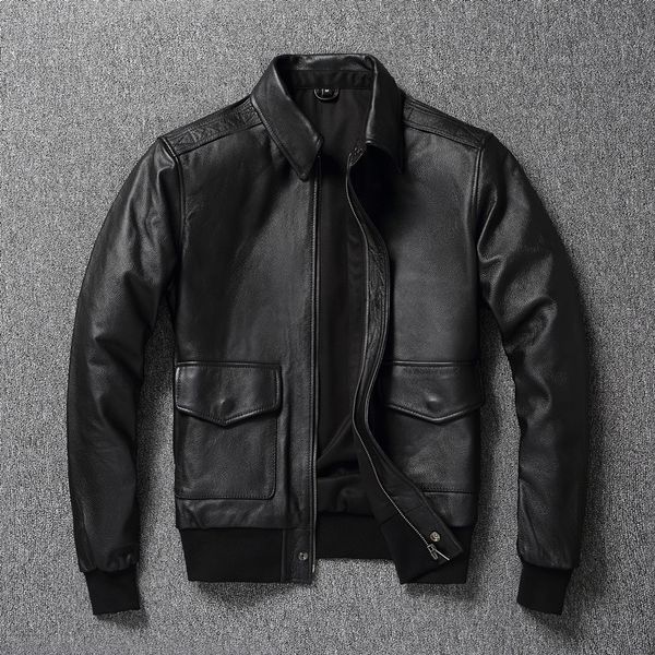 Hommes en cuir Faux YRClassic air force A2 style manteaux en cuir véritable bombardier veste en peau de vache super ventes 230325