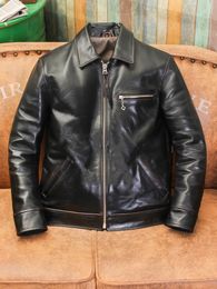 YWTSCH – veste en Faux cuir pour hommes, Vintage américain 1930 Tea Core Horse Biker, veste à revers mince, courte printemps et automne 231031
