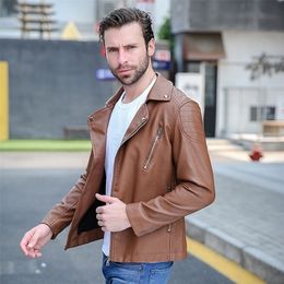 Herenleer Faux Zipper Jackets Men Fashion Casual Man Slim Motorcycle Pu Mens Plush Moto Man 220908