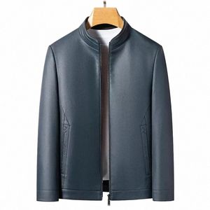 Chaqueta de cuero para hombres Ecológico Modelos de otoño de alta calidad Collar de soporte Chaqueta masculina natural Fiable Youth Biker Hombre Ropa t2P9 #