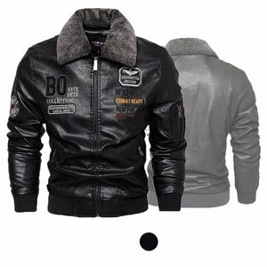 Heren Leren Jas Fi Hoogwaardige Afneembare Bontkraag Herfst En Winter Dikke Jas Originele Geborduurde Herenkleding w7gS #