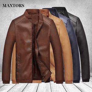 Heren Lederen Jas Moto Outdoor Punk Mens Winddichte Biker Bomber Jassen Mannen Rits Bruin Zwart Slanke Fit Uitloper Mannelijke Plus Maat 211009