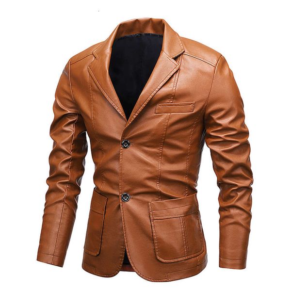 Veste en cuir pour hommes, nouveau Style d'automne et d'hiver, revers en PU polyvalent, petit costume, veste en cuir, veste en cuir surdimensionnée