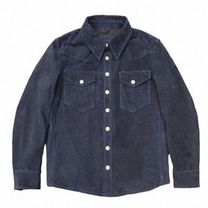 Veste en cuir pour hommes en peau de mouton doux et extensible léger Cowboy manteau de moto Style occidental printemps automne Vintage vêtements pour hommes v45f #