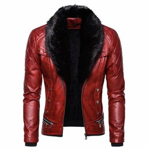 Heren Leren Jas Vintage Stoomzak Rits Bontkraag Punk Gothic Retro Jas Casual Windjack Winter Warme Jas Voor mannen A4n9#