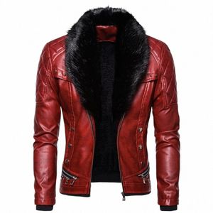 Heren Leren Jas Vintage Stoomzak Rits Bontkraag Punk Gothic Retro Jas Casual Windjack Winter Warme Jas Voor mannen S2rO #