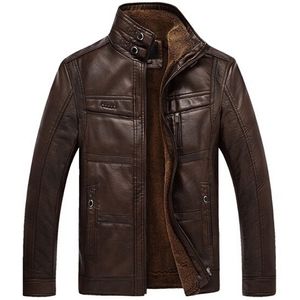 Vestes en cuir masculin Mottes de toison chaudes d'hiver