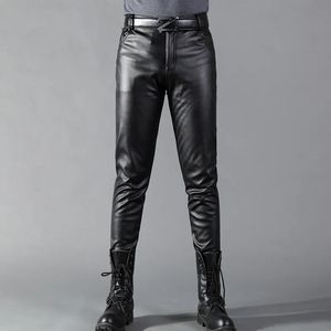 Leren broek voor heren, skinny fit, elastisch, mode PU-leer, motorbroek, nachtclub, feestdansbroek, dun 240122