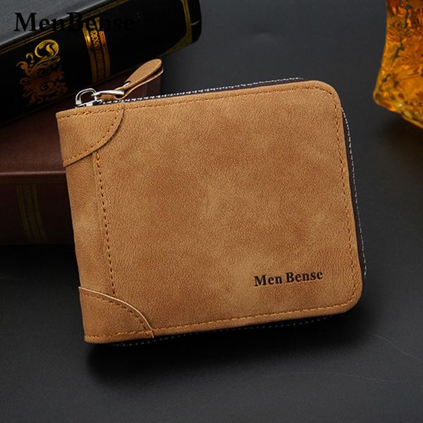 Cartera de cuero para hombre, cartera informal con cremallera, tarjetero, monedero de cuero sintético para hombre, monedero personalizado, billetera de cuero para hombre