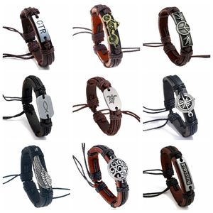 Leren polsband voor heren Id-armbanden Handamde verstelbare lederen wikkelarmbanden Sieraden Xmas Gifts Factory Outlet