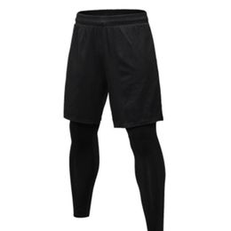 Leggings voor heren nep tweedelige fitness sport training training casual elastische snel drogende broek 2022