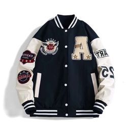 Men S Letter Leather Jacket College Hop Haruku Varsity Unisex Bomber Streetwear Hip Patchwork Béisbol Mujeres Jaquetas L o E E