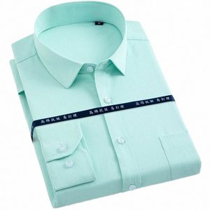 Homme Lg manches classique solide basique Dr chemises Patch poche poitrine coupe régulière mâle formel Busin travail bureau chemise blanche 54F5 #