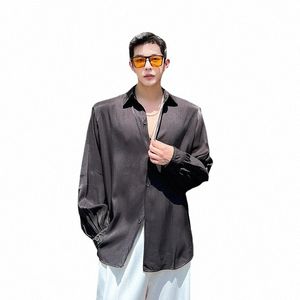 Mannen Lg Mouw Losse Casual Dunne Stof Zonnebrandcrème Shirts Mannelijke Streetwear Fi Japan Koreaanse Netto Celebrity Dr Shirts f3Ng #