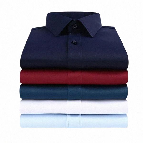 Chemises à manches Lg pour hommes printemps automne nouveau Busin décontracté revers fesses vêtements de cérémonie chemises noir blanc bleu rose U24D #