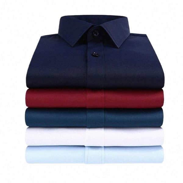 Hommes Lg chemises à manches printemps automne nouveau Busin décontracté revers fesses vêtements de cérémonie chemises noir blanc bleu rose z555 #