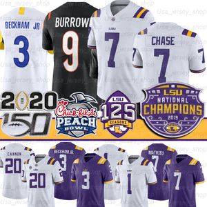 LSU Tigers Jersey Joe Burrow Burreaux JaMarr Chase Odell Beckham Jr. Leonard Fournette Tyrann Mathieu Patrick Peterson Guice Jerseys