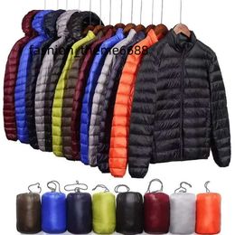 Chaqueta de plumón ligera y plegable para hombre, chaqueta de invierno impermeable, abrigo de invierno con capucha para hombre