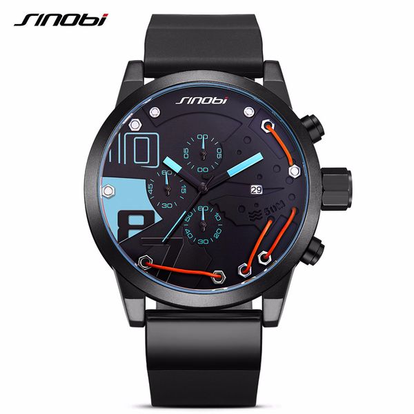 Contraste des couleurs limitées masculines Small-Functional Small Three Sports Watch Sports Watch imperméable Silicone Watch