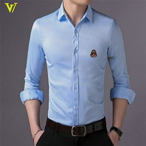 Heren Lange en korte overhemden Casual slim-fit overhemden Modeoverhemden voor werkvergaderingen Kappersoverhemden Men must have bf61