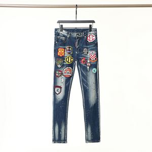 Jeans longs pour hommes Stretch slim style Hip Hop jeans de haute qualité d4