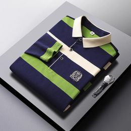 Polo à manches longues pour hommes avec tissu respirant confortable et Style décontracté polyvalent pour le printemps et l'automne 240123