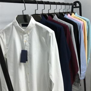 Chemise à manches longues pour hommes polo de haute qualité pure couleur décontractée solide en ajustement en coton