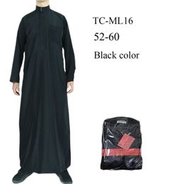 Collier debout à manches longues pour hommes Noirs Arabe Robe Simple Style Middle East Prayer Wear