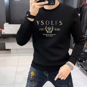 Sweat à capuche à manches longues pour hommes, pull de luxe à la mode avec lettres imprimées, en peluche, chaud, col rond, de qualité supérieure, vêtements masculins