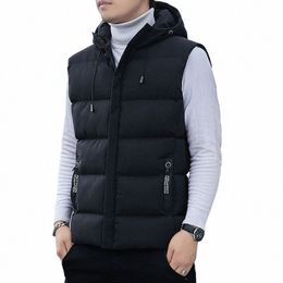 Veste décontractée en vrac pour hommes manches zippées vers le bas gilet mâle couleur unie automne hiver gilets chauds hommes col montant surdimensionné C7kq #