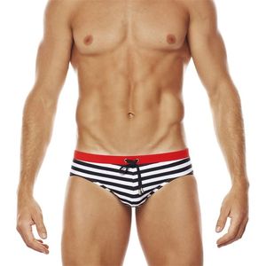 Low Rege Swims Swims Bikini Swimsuits Striped Trunks Swimwear Sexy Bading Suit met heren met trekkoord