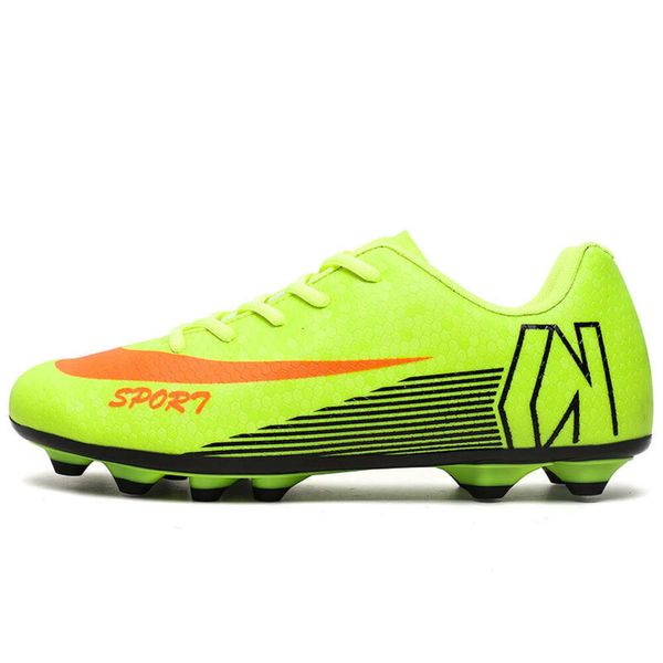 Botas de fútbol de caña baja para hombre, botines de fútbol AG, zapatos de entrenamiento con clavos largos para jóvenes, negro, amarillo, rojo, azul y verde