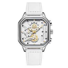 Lichtgevend quartz herenhorloge met skeletwijzerplaat en siliconen band Licht- en schaduwwijzer Modieus horloge Waterdicht