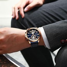 Heren Luxe Legering Quartz Roestvrij Staal Horloges Waterdicht Chronograaf Outdoor Zakelijke Horloges Relogio Masculino300E