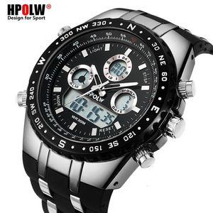 Reloj de cuarzo Digital analógico de lujo para hombre, nueva marca HPOLW, reloj informal para hombre, estilo G, relojes militares deportivos resistentes al agua CJ287b