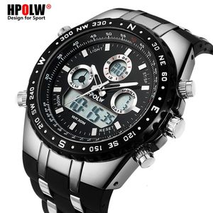 Luxe analoge digitale kwarts voor heren kijken Nieuw merk HPOLW Casual Watch Men G Style Waterproof Sports Militaire schok Horloges CJ19121 254D