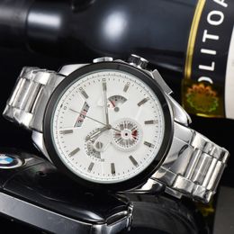 Relógio masculino luxuoso de negócios e lazer com cinco agulhas de quartzo multifuncional luminoso cronômetro calendário relógios de banda de aço
