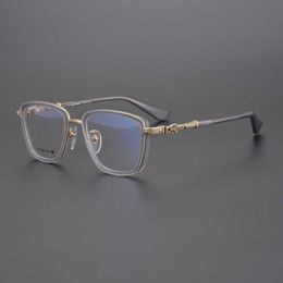 Luxe designer Dames Zonnebril voor heren Japanse handgemaakte bijziendheid Pure Titanium Glazen Kleine frame kan worden gekoppeld aan de hoogte van mannelijke vrouwelijke plaat